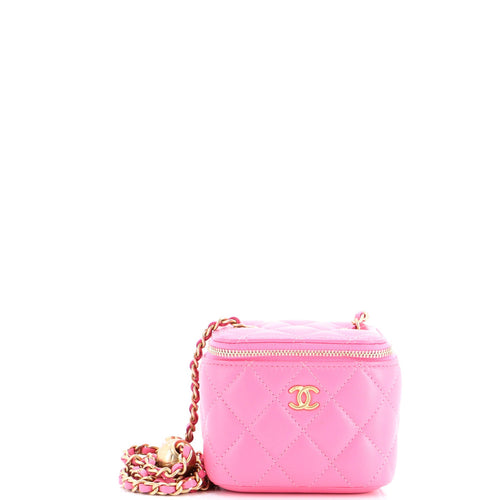CHANEL Pearl Crush Vanity Case with Chain Quilted Lambskin Mini