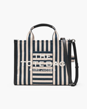 Marc Jacobs Tote Bag Medium The Stripe Canvas Medium Tote Bag in Blue Sea Multi