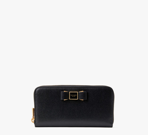Morgan Bow Embellished Zip-around Continental Wallet