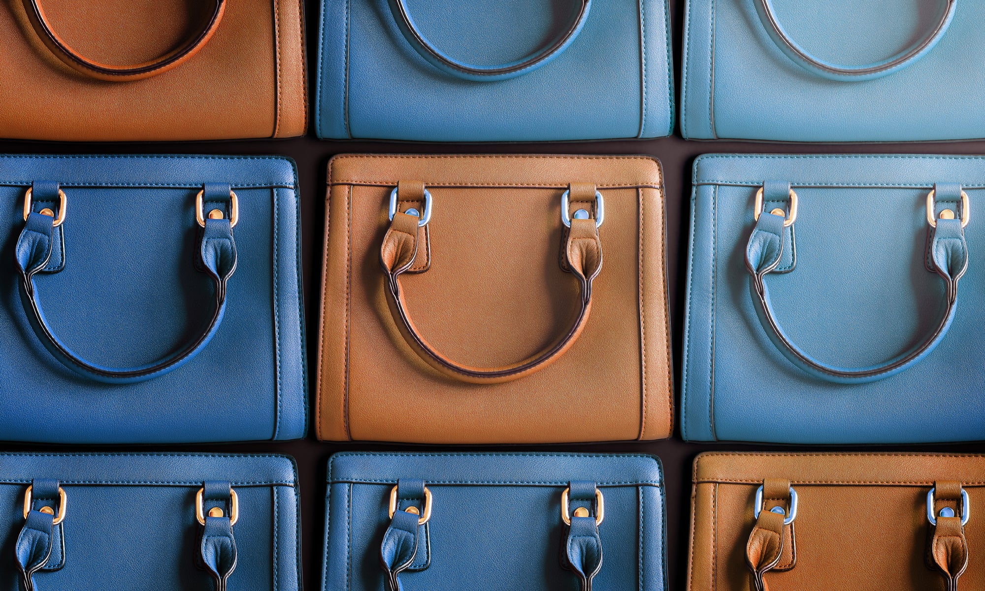 Handbag Collage in Blue and Brown