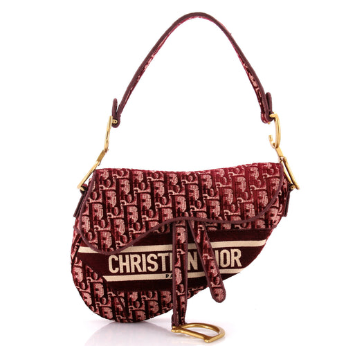 Saddle Handbag Logo Embroidered Oblique Canvas Medium