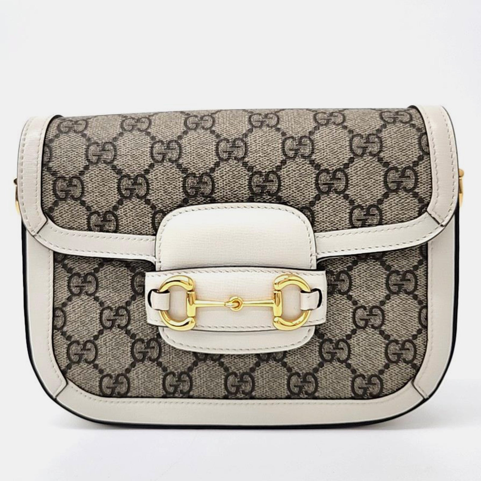 Gucci Beige GG Canvas Horsebit 1955 Mini Crossbody Bag