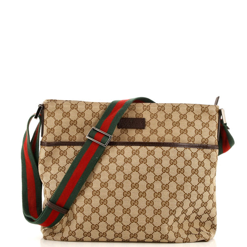 GUCCI Web Messenger Bag GG Canvas Medium