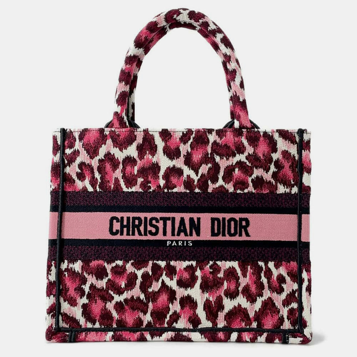 Dior Pink Canvas Leopard Book Tote Size Small