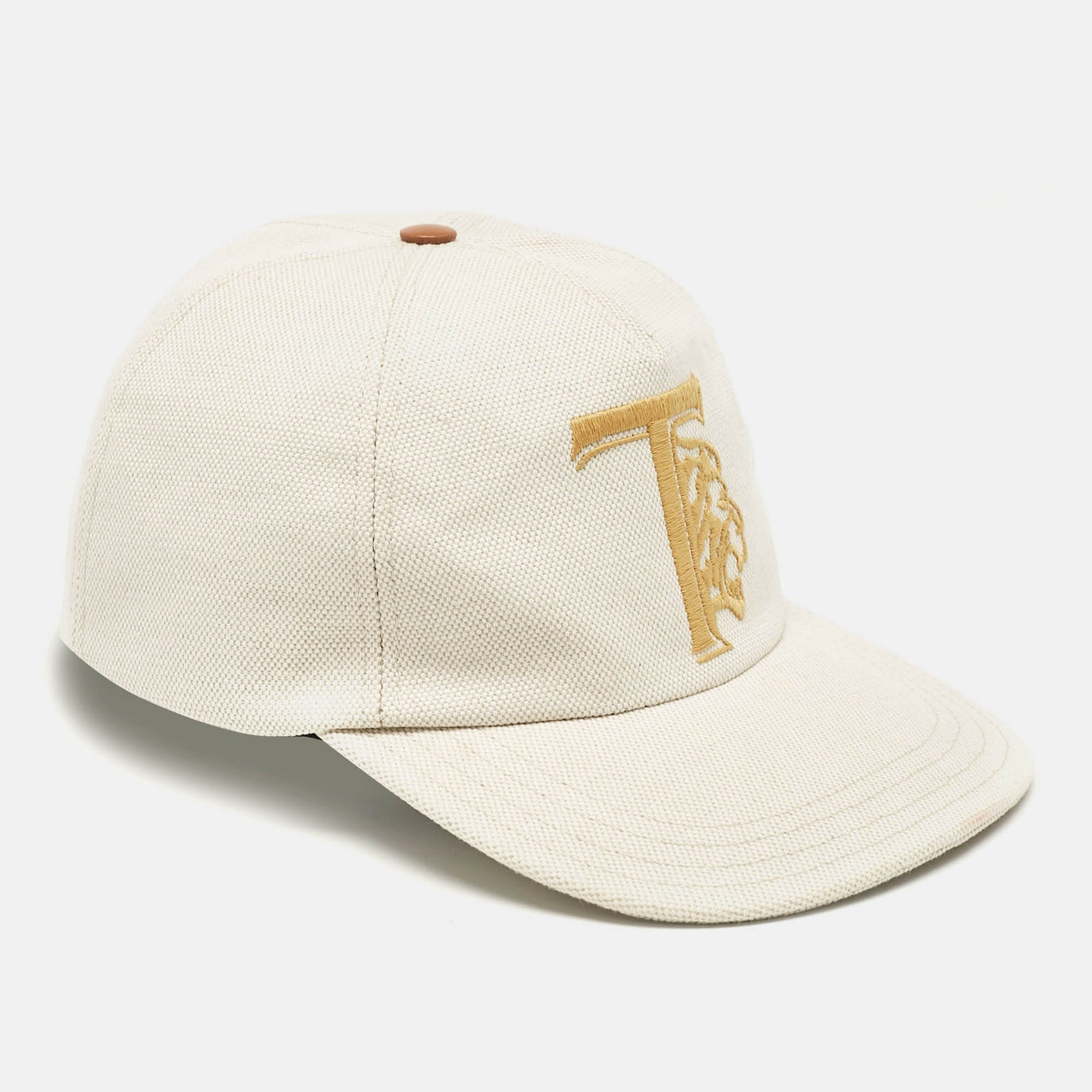 Tod's Cream Cotton Blend Canvas Baseball Cap