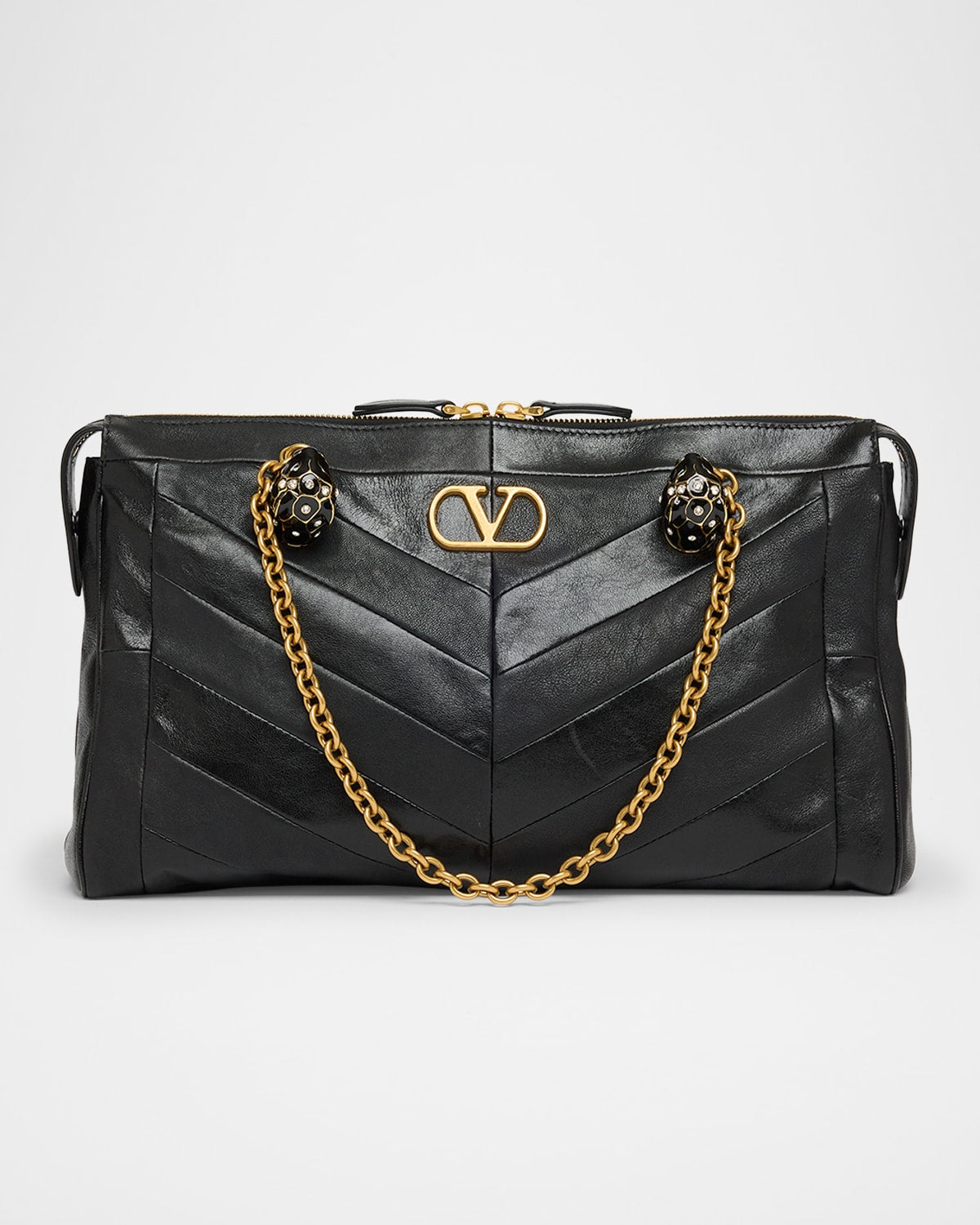 Valentino Panthea Medium Patchwork Chevron Shoulder Bag