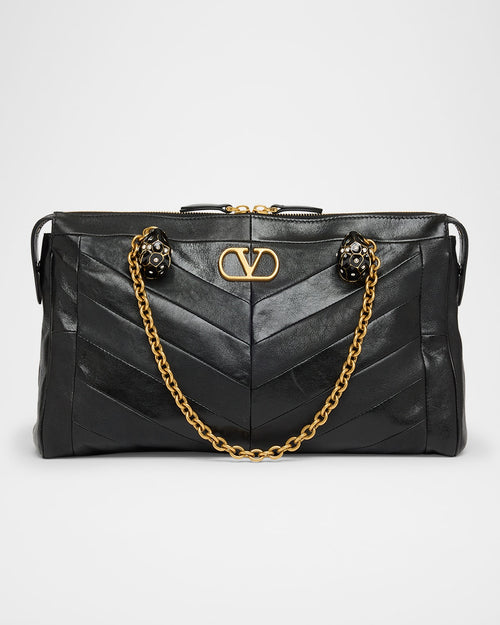 Panthea Medium Patchwork Chevron Shoulder Bag