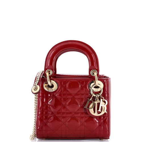 Lady Dior Chain Bag Cannage Quilt Patent Mini