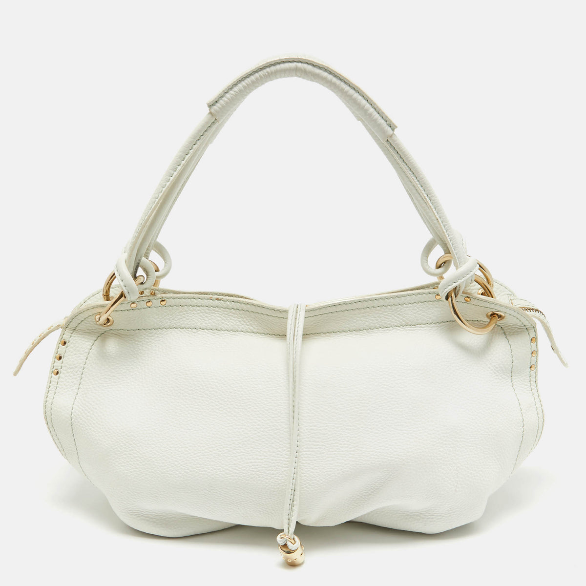 Celine White Leather Bittersweet Studded Hobo