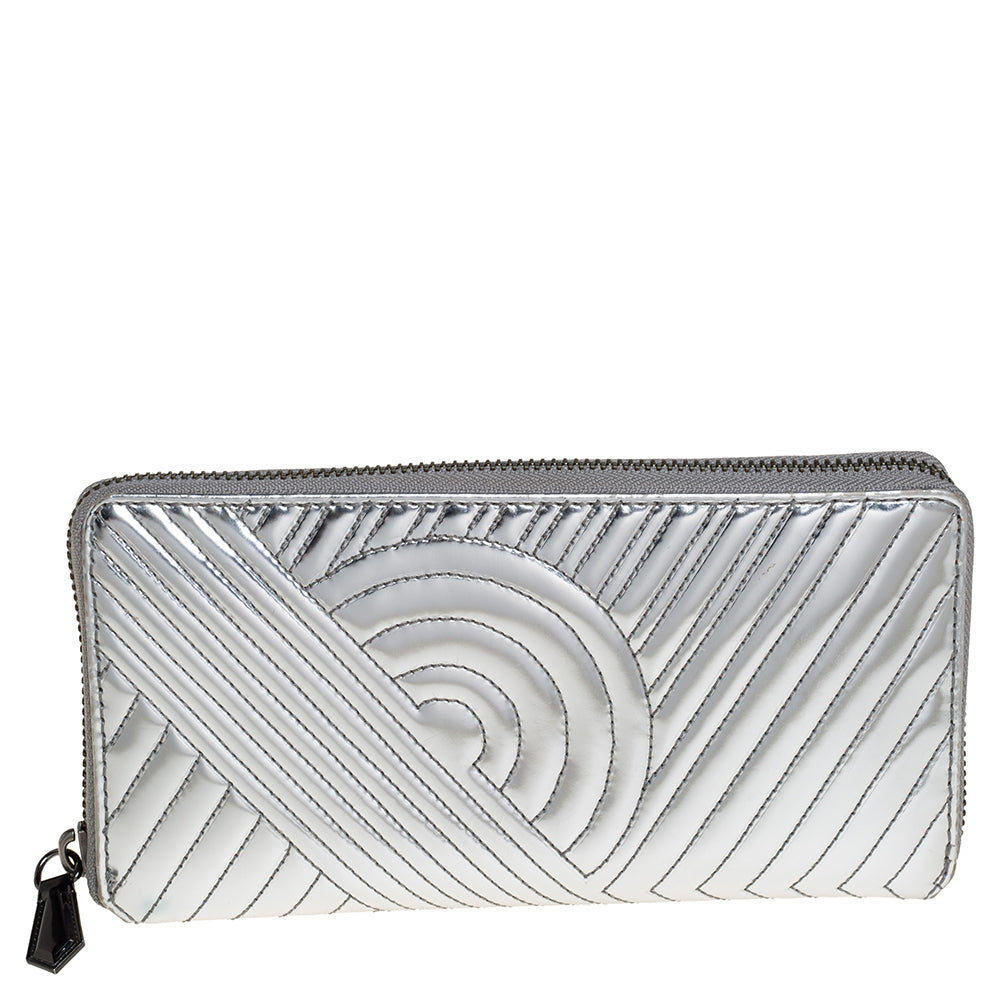 Reed Krakoff Silver Leather Zip Around Wallet