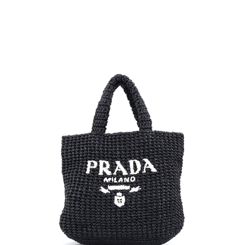 PRADA Logo Tote Raffia Small