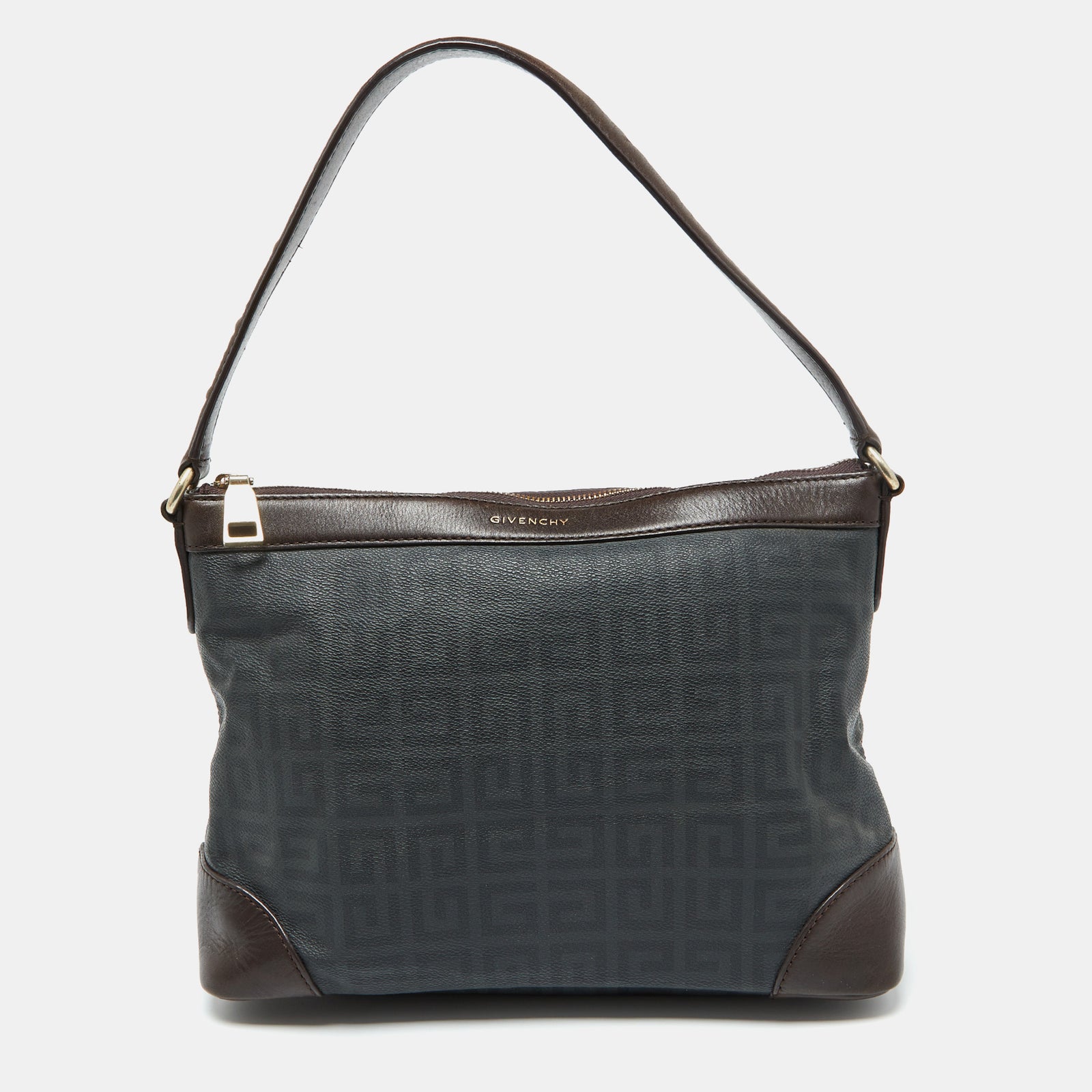 Givenchy Grey/Dark Brown Monogram Coated Canvas and Leather Hobo