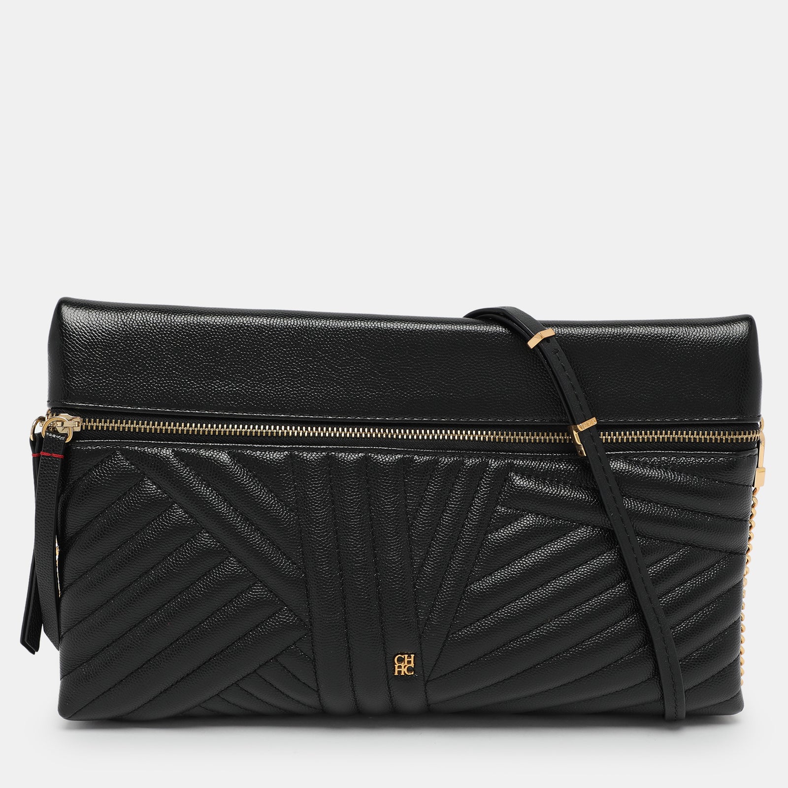 Ch Carolina Herrera Black Quilted Leather Crossbody Bag