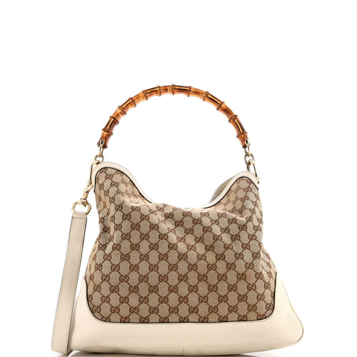 GUCCI Diana Bamboo Shoulder Bag GG Canvas Medium