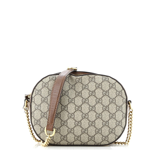 GUCCI Chain Crossbody Bag GG Coated Canvas and Leather Mini