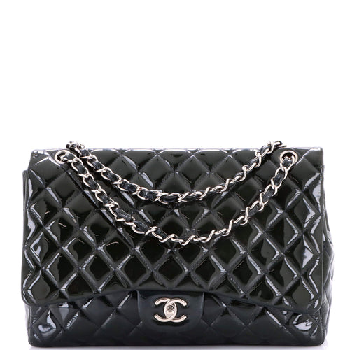 CHANEL Classic Double Flap Bag Quilted Patent Maxi