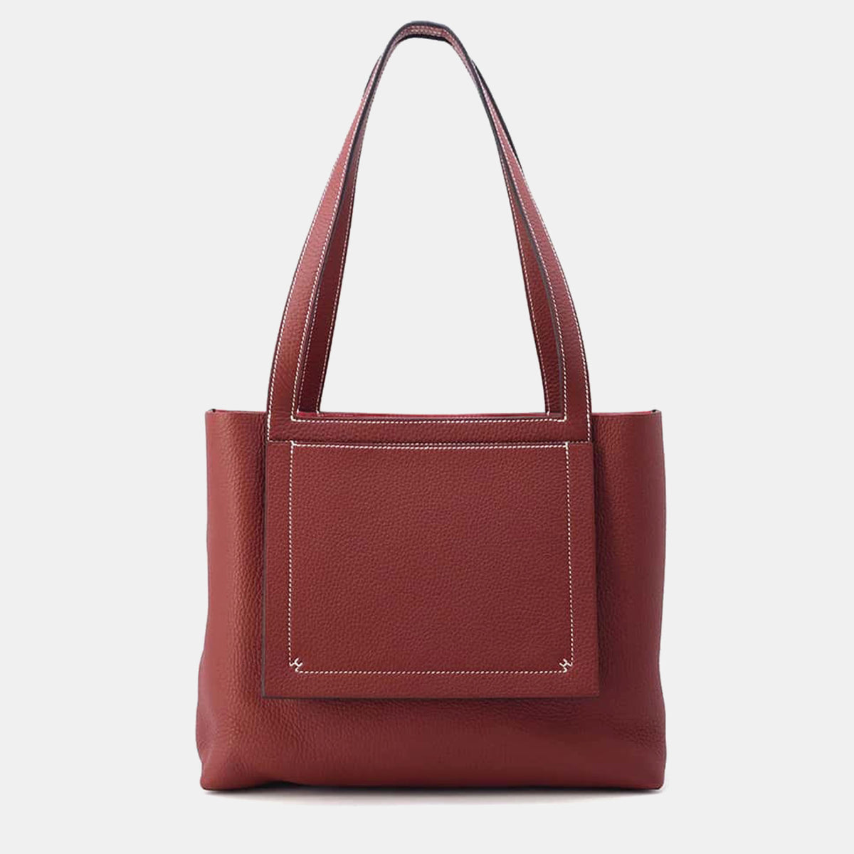 Hermès Rouge H Taurillon Clemence Cabas Sellier Bag Size 31