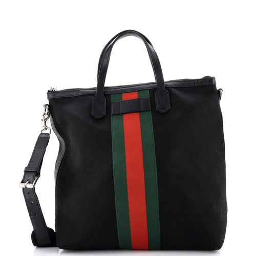 GUCCI Web Zip Tote Techno Canvas Medium