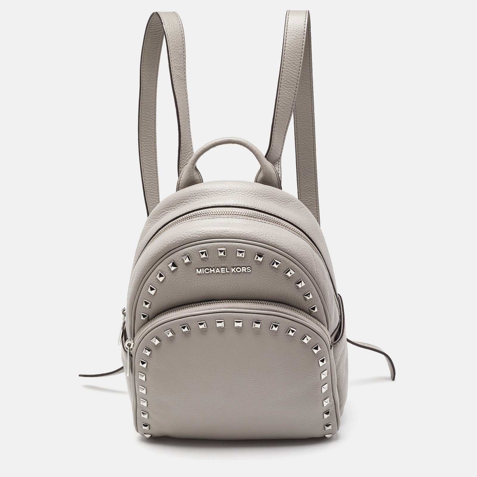 Michael Kors MICHAEL Grey Leather Abbey Studded Backpack