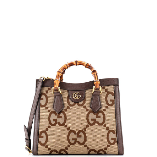 GUCCI Diana NM Bamboo Handle Tote Jumbo GG Canvas Small