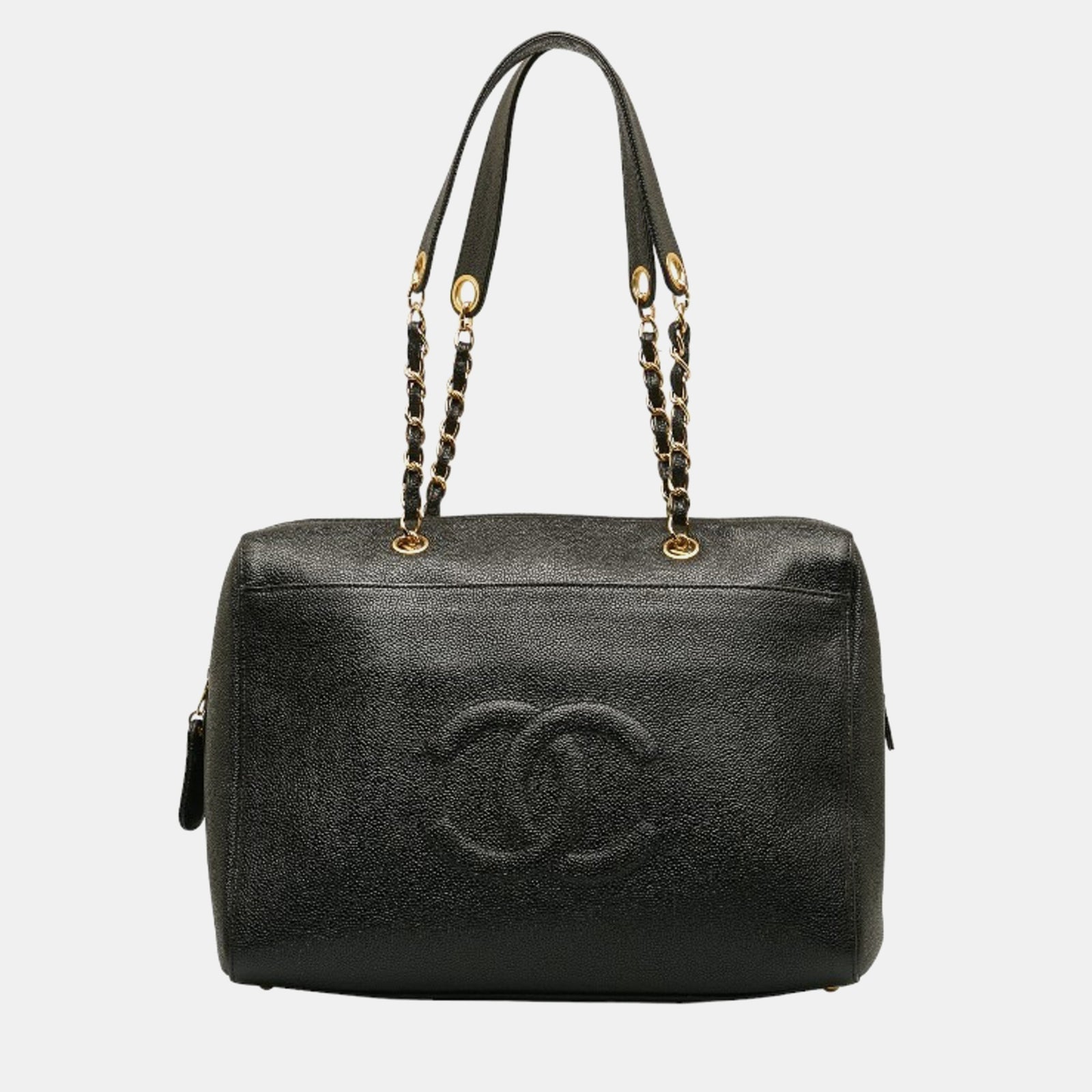 Chanel Sac à bandoulière Timeless Dome en cuir noir CC