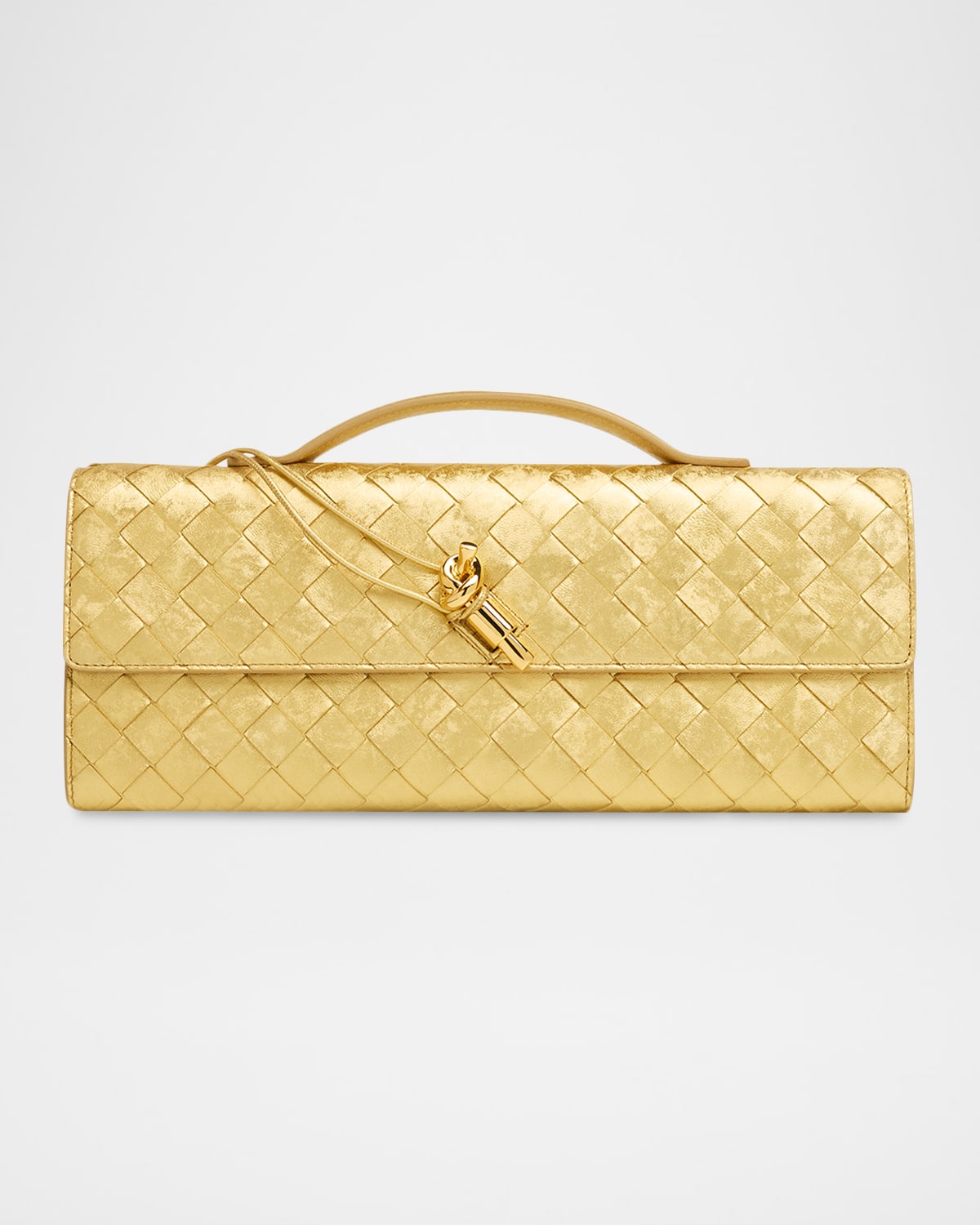 Bottega Veneta Andiamo Laminated Leather Clutch Bag