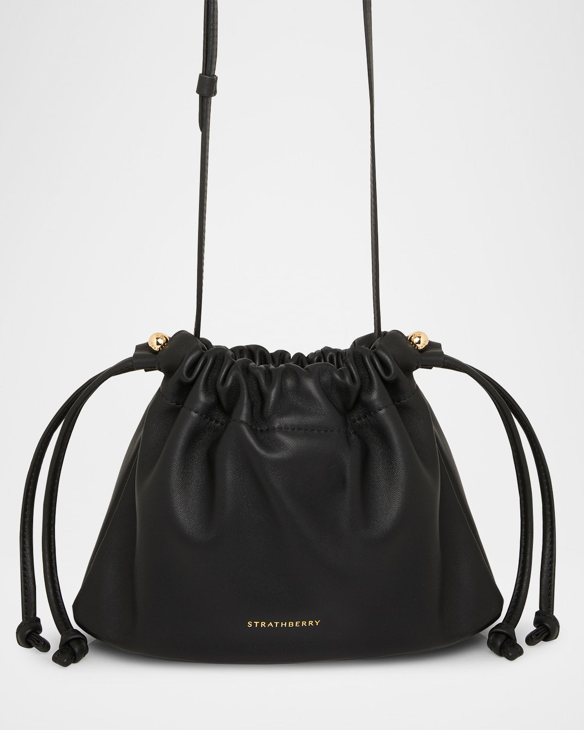 Strathberry Charlotte Drawstring Leather Clutch Bag