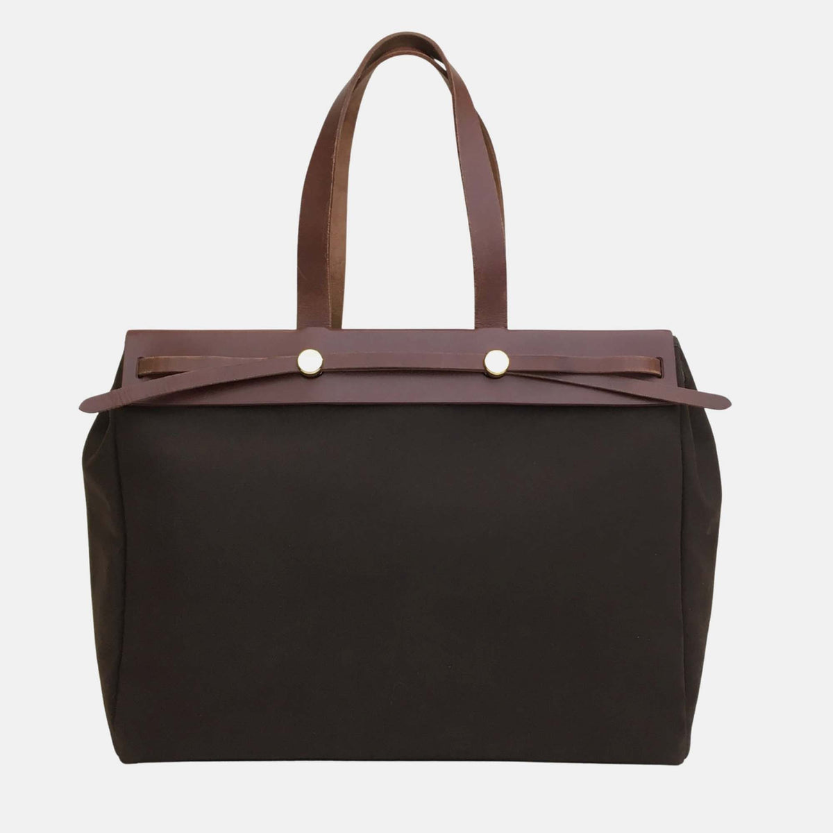 Hermès Brown Toile Canvas and Leather Herbag MM Top Handle Bag