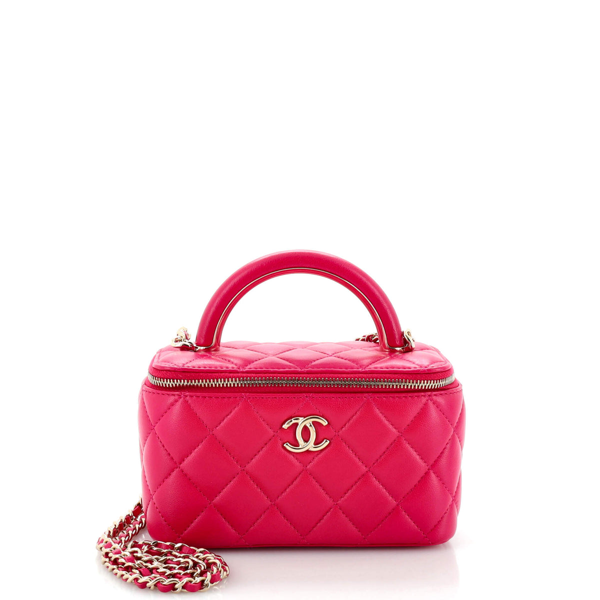 Chanel CHANEL Charming Handle Vanity Case with Chain Quilted Lambskin Small