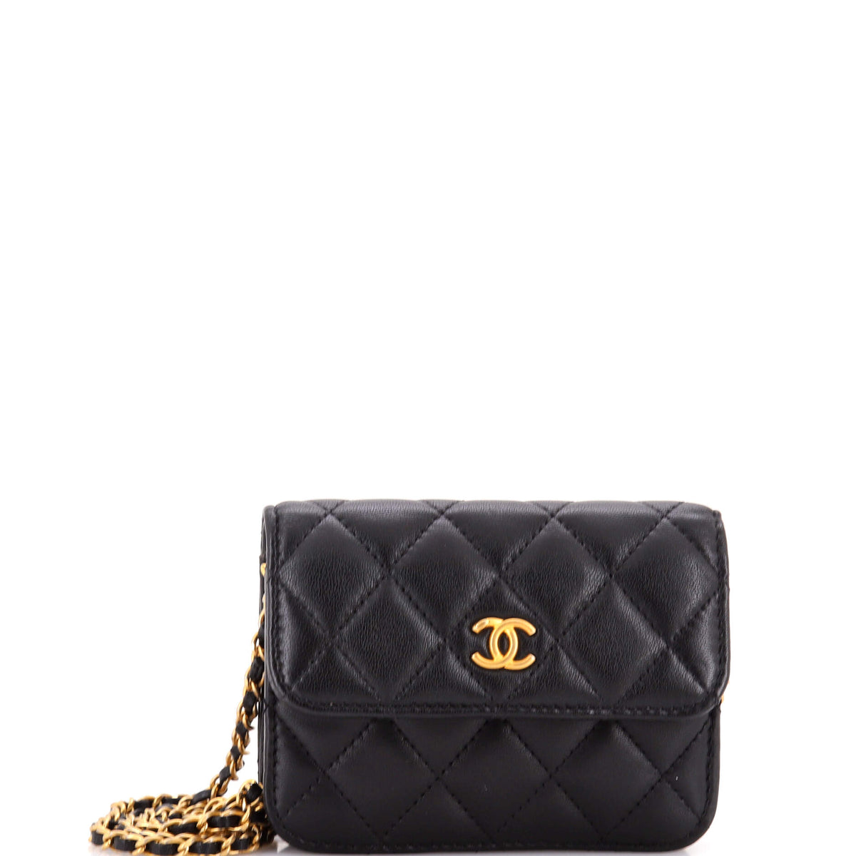 Chanel CHANEL Pearl Crush Flap Clutch with Chain Quilted Lambskin Mini