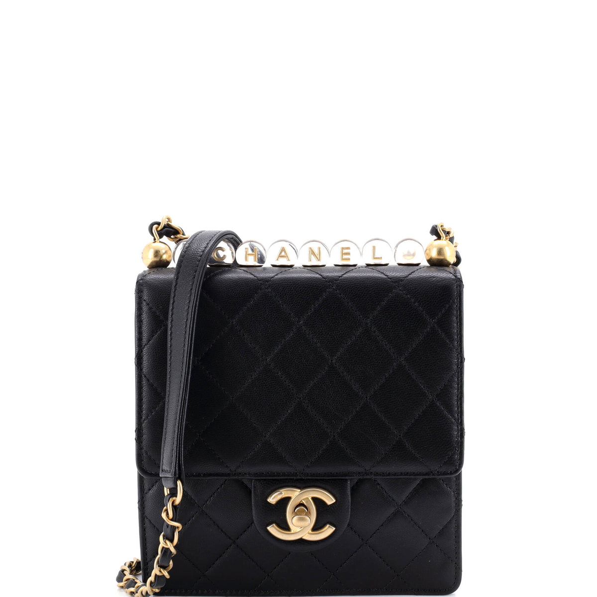 Chanel CHANEL Chic Pearls Flap Bag Quilted Goatskin with Acrylic Beads Mini