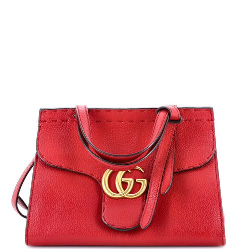 GUCCI GG Marmont Top Handle Bag Leather Mini