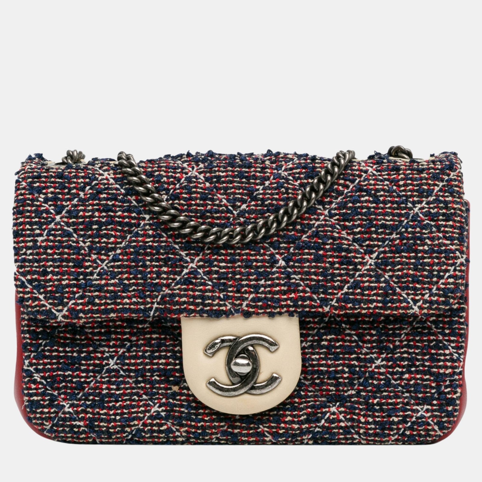 Chanel Mehrfarbiger CC-Stepp-Tweed mit Einzelklappe