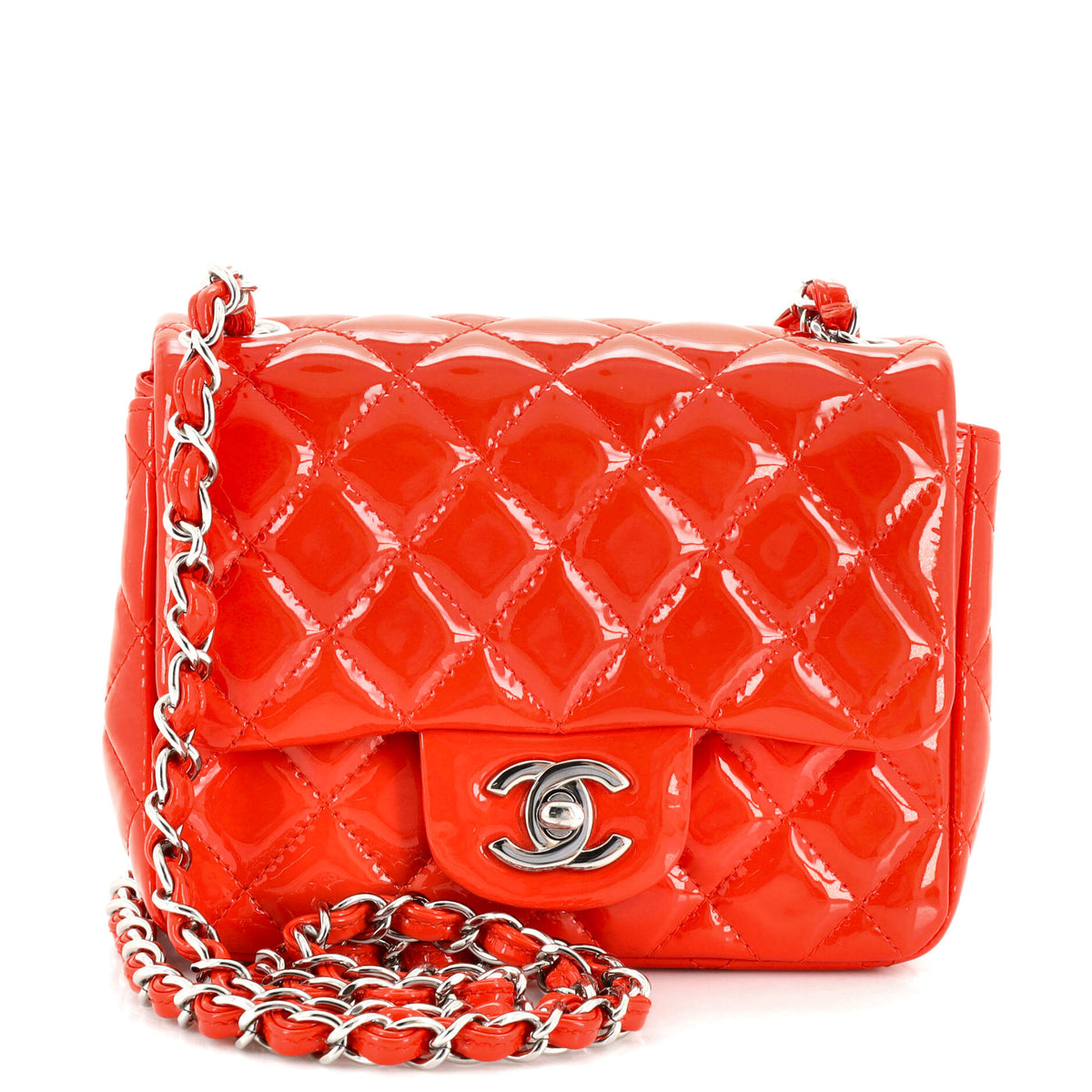 Chanel CHANEL Square Classic Single Flap Bag Quilted Patent Mini