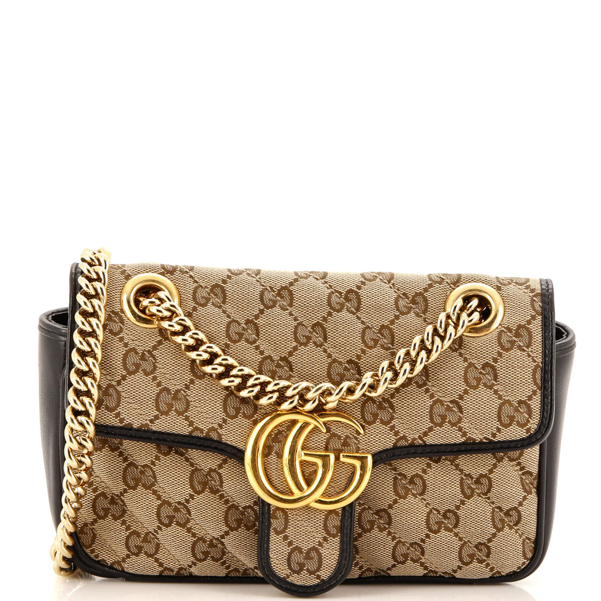 Gucci GUCCI GG Marmont Flap Bag Diagonal Quilted GG Canvas Mini