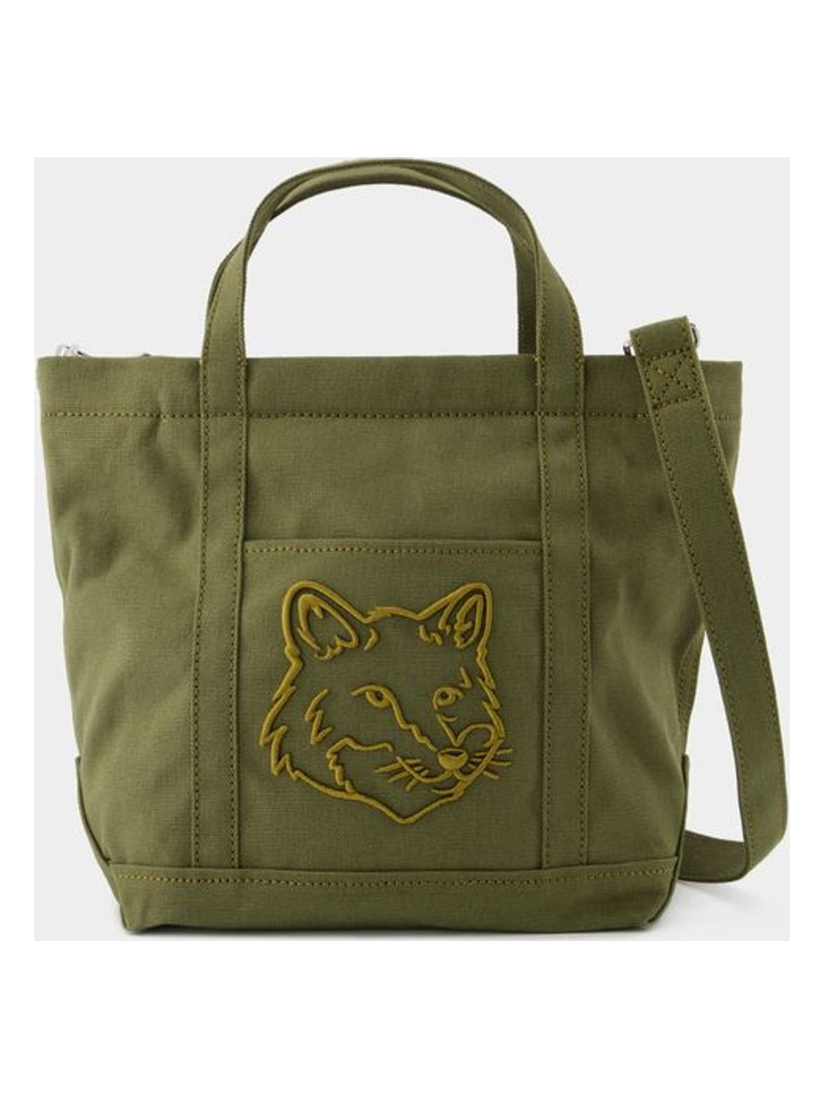 Maison KitsunÃ© Fox Head Small Shopper Bag in Green | LW05103WW0107