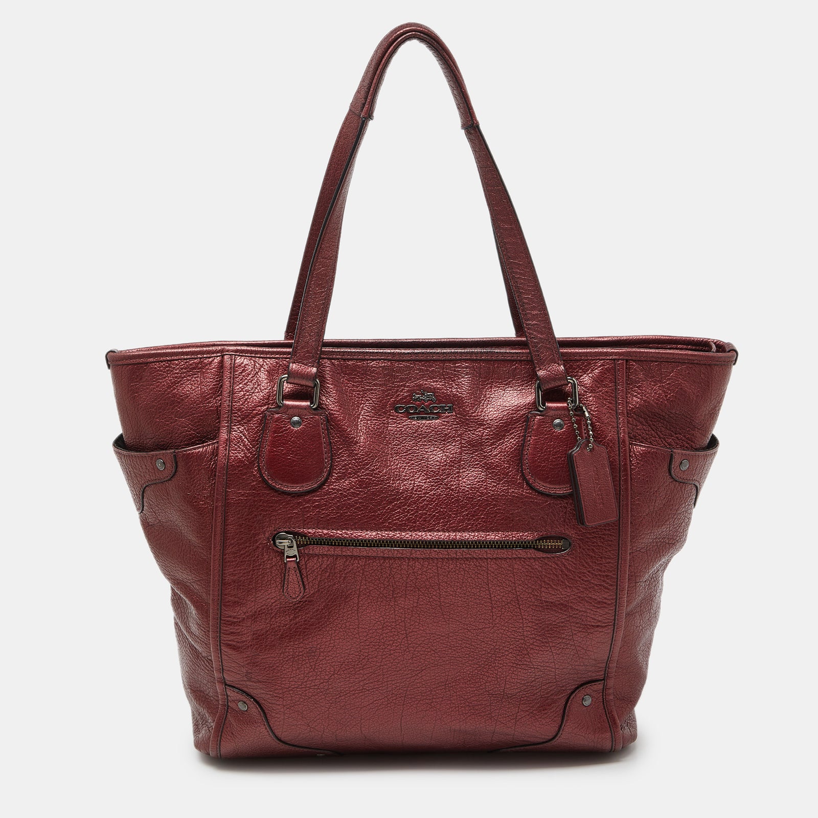 Coach Metallic Leather Zip Tote