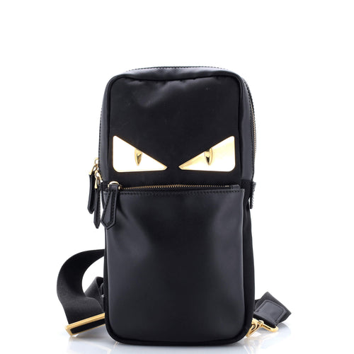 FENDI Monster Sling Bag Nylon and Leather Medium