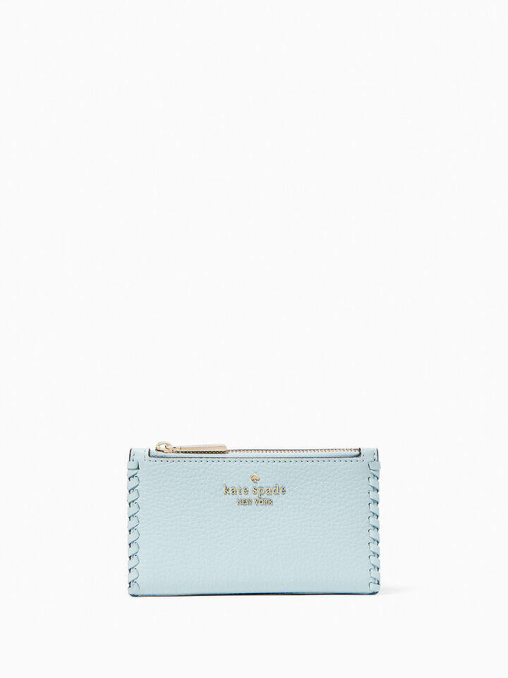 Kate Spade Au Leila Pebbled Leather Whipstitch Small Slim Bifold Wallet