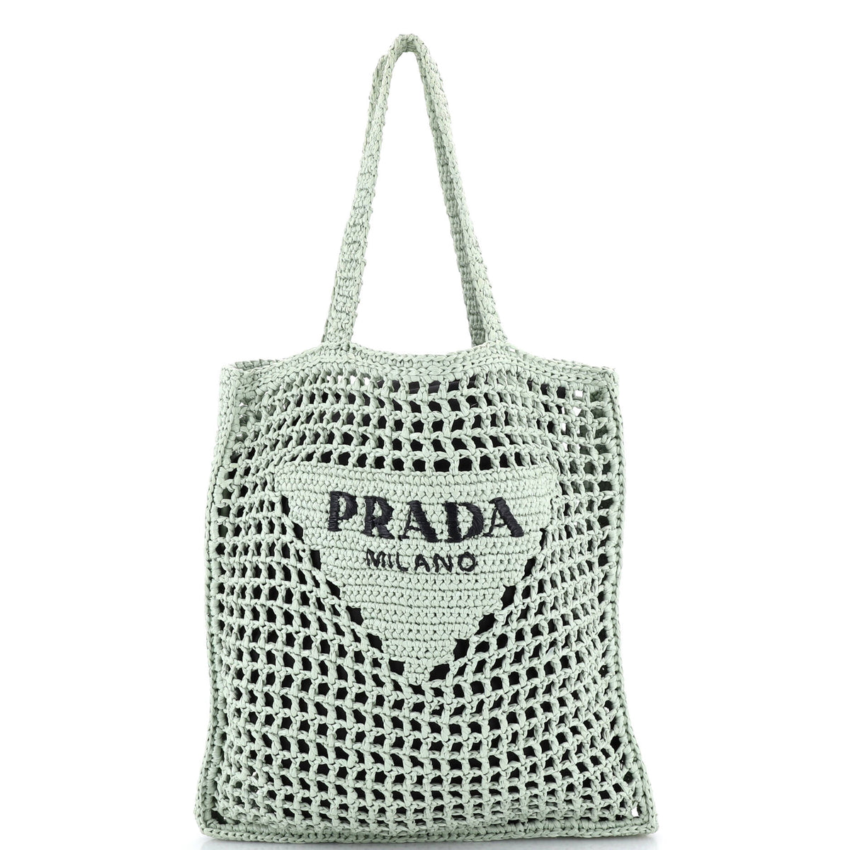 Prada PRADA Triangle Logo Open Tote Raffia