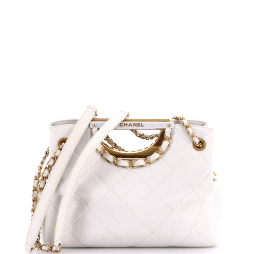 CHANEL A Real Catch Shopping Bag Quilted Caviar Small