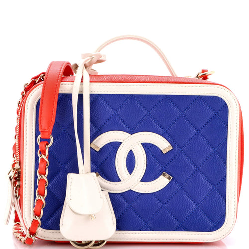 CHANEL Filigree Vanity Case Quilted Caviar Medium