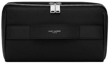 Saint Laurent Men's Logo Print Cube Pouch in Nero/Nero | 733701FABJH1000
