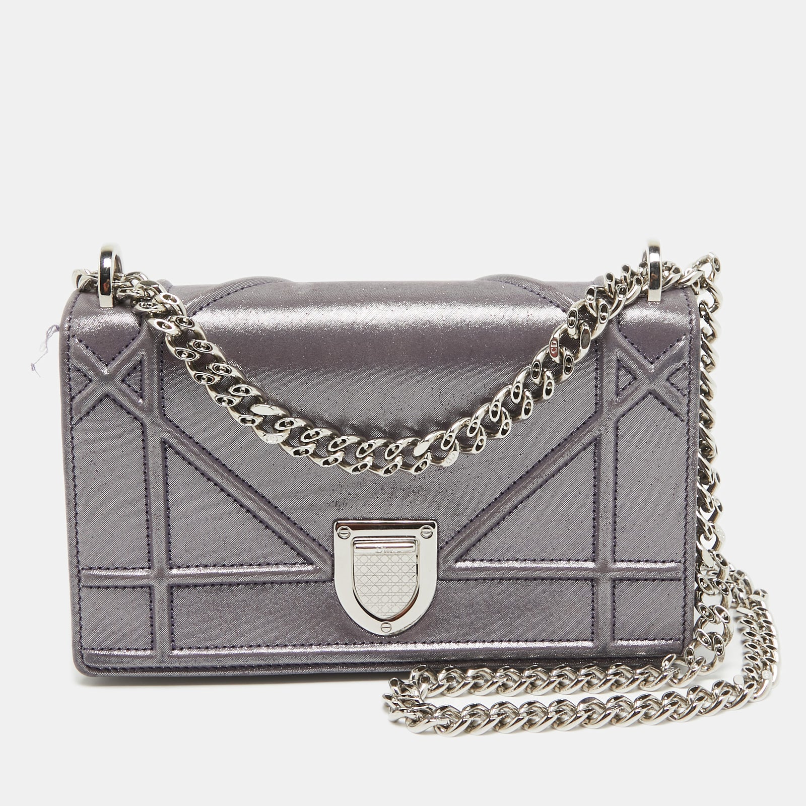 Dior Purple Iridescent Leather Diorama Wallet on Chain