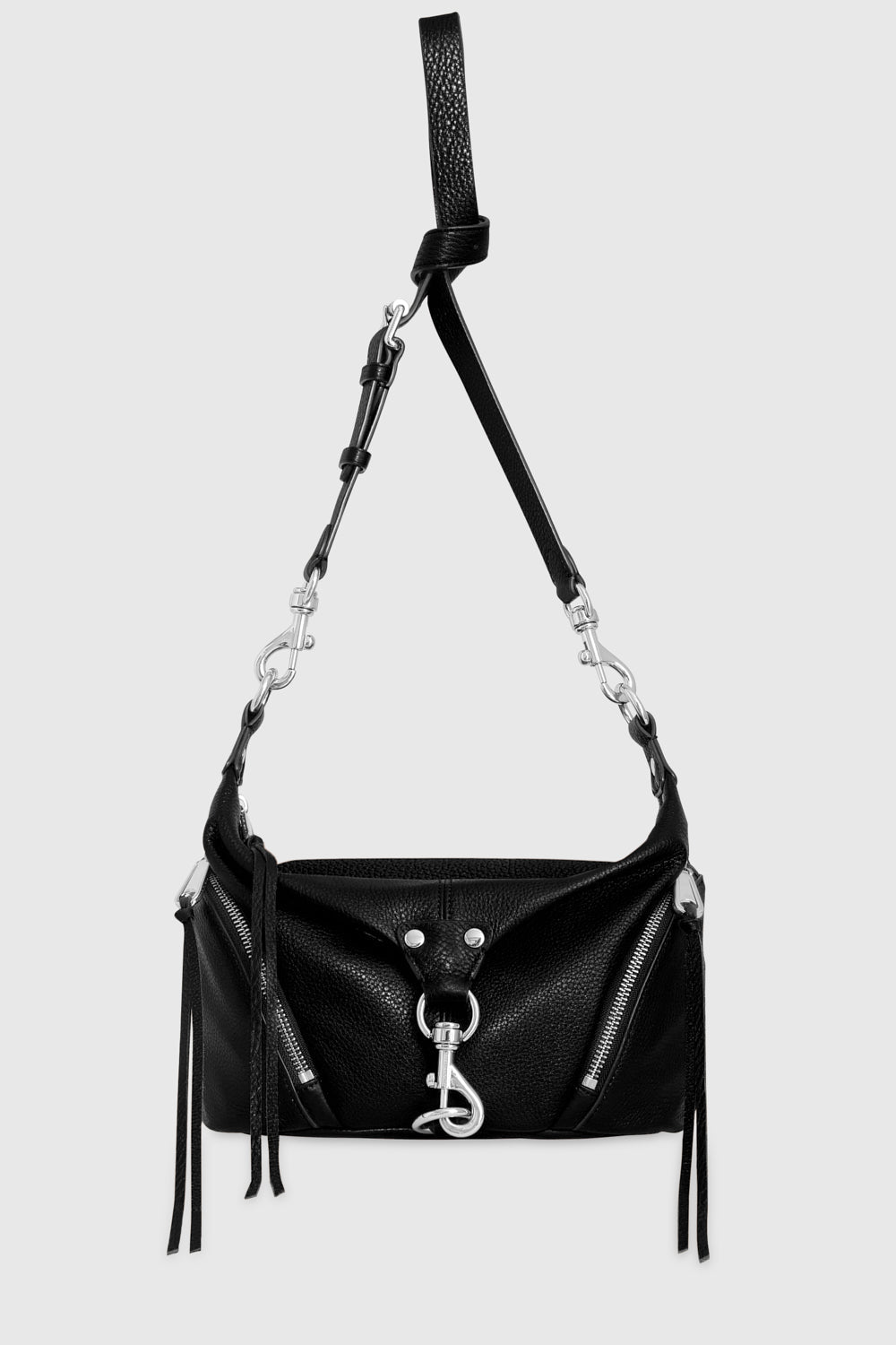 Rebecca Minkoff Kleine Umhängetasche „Julian“ in Schwarz/Silber