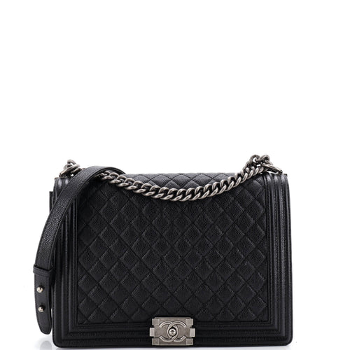CHANEL Boy Flap Bag Quilted Caviar Large