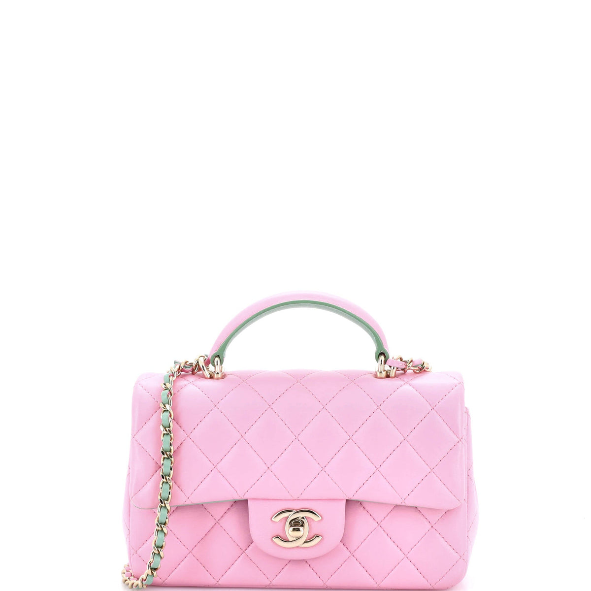 Chanel CHANEL Classic Single Flap Top Handle Bag Quilted Lambskin Mini