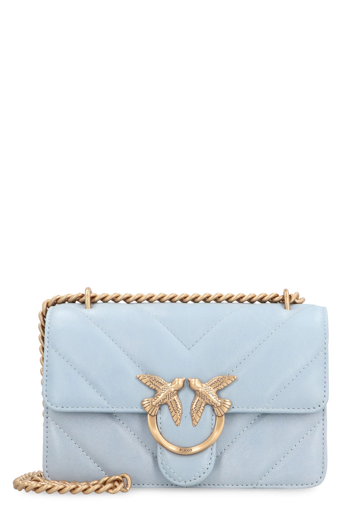 Pinko Women's Love Bag Leather Mini Crossbody Bag in Light Blue | 100074A1UR Color E57Q