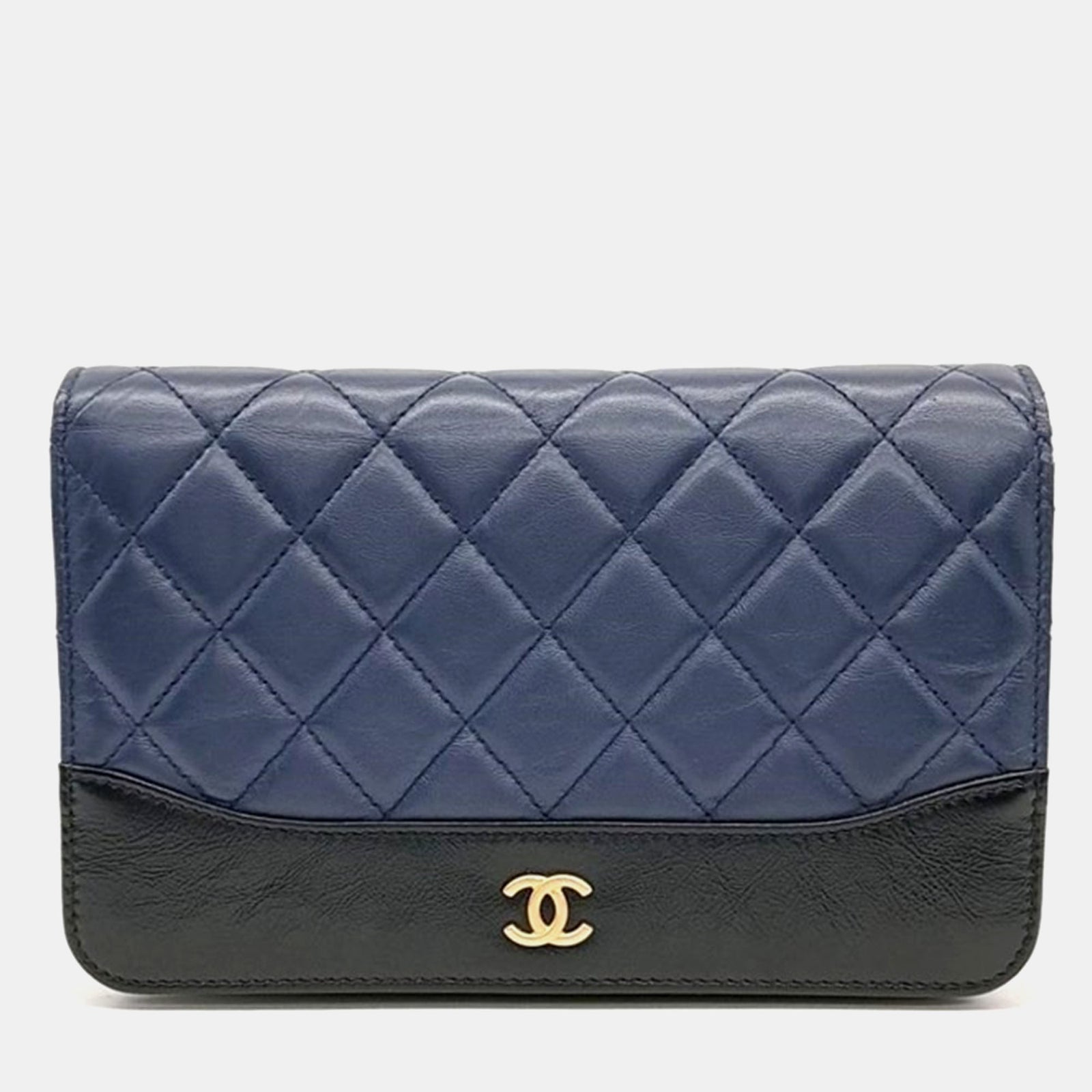 Chanel Navy Blue Leather Gabrielle WOC Mini Crossbody Bag