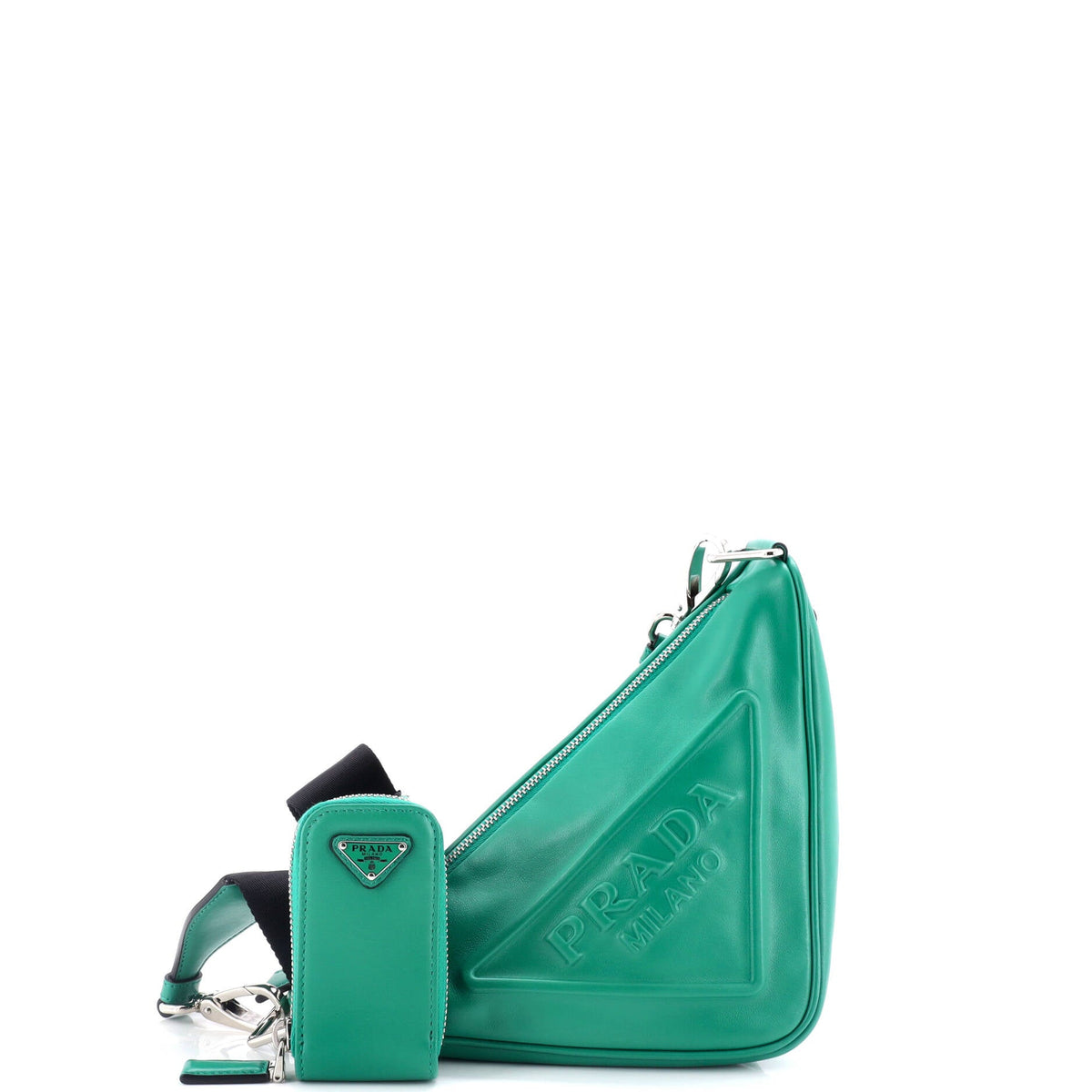 Prada PRADA Triangle Logo Zip Crossbody Bag Leather Small